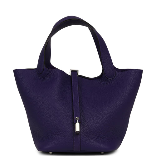 Hermes Picotin Lock 22 Purple Clemence Palladium Hardware