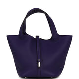 Hermes Picotin Lock 22 Purple Clemence Palladium Hardware - Thumbnail View 1