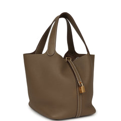 Hermes Picotin Lock 22 Etoupe Clemence Gold Hardware