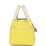 Pre-owned Hermes Picotin Cargo 18 Jaune Citron and Nata Swift and Toile Canvas Palladium Hardware - Thumbnail View 3