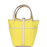 Pre-owned Hermes Picotin Cargo 18 Jaune Citron and Nata Swift and Toile Canvas Palladium Hardware - Thumbnail View 4