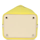 Pre-owned Hermes Picotin Cargo 18 Jaune Citron and Nata Swift and Toile Canvas Palladium Hardware - Thumbnail View 6