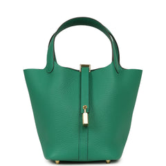 Hermes Picotin Lock 18 Vert Vertigo Clemence Gold Hardware