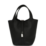 Pre-owned Hermes Picotin Lock 18 Black Clemence Palladium Hardware - Thumbnail View 1