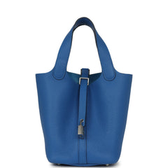 Hermes Picotin Lock 18 Bleu Zellige Maurice Palladium Hardware
