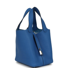 Hermes Picotin Lock 18 Bleu Zellige Maurice Palladium Hardware