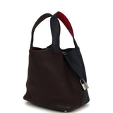 Pre-owned Hermes Picotin 18 Casaque Bleu Nuit, Rouge Sellier, Framboise Clemence Palladium Hardware - Thumbnail View 2