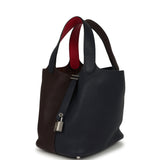 Pre-owned Hermes Picotin 18 Casaque Bleu Nuit, Rouge Sellier, Framboise Clemence Palladium Hardware - Thumbnail View 5