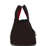 Pre-owned Hermes Picotin 18 Casaque Bleu Nuit, Rouge Sellier, Framboise Clemence Palladium Hardware - Thumbnail View 3