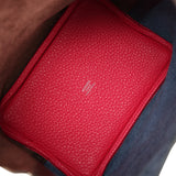 Pre-owned Hermes Picotin 18 Casaque Bleu Nuit, Rouge Sellier, Framboise Clemence Palladium Hardware - Thumbnail View 7