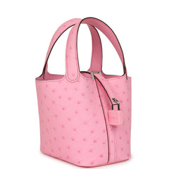 Hermes Micro Picotin Lock 14 Bubblegum Ostrich Boreal Palladium Hardware