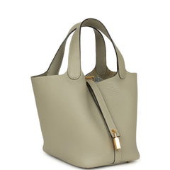 Hermes Picotin Lock 18 Sauge Clemence Gold Hardware