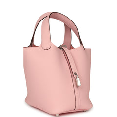Hermes Picotin Lock 18 Rose Sakura Clemence Palladium Hardware