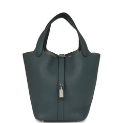 Hermes Picotin Lock 18 Bleu Orage Clemence Palladium Hardware