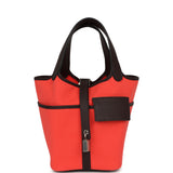 Hermes Cargo Picotin 18 Rose Texas Toile Goeland, Rouge Sellier Swift Palladium Hardware - Thumbnail View 1