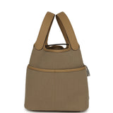Hermes Picotin Cargo 18 Beige Marfa Toile Canvas, Poussiere Swift Palladium Hardware - Thumbnail View 3
