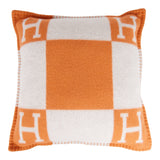Hermes "Avalon" Ecru and Potiron Signature H Cushion Single