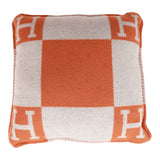 Hermes "Avalon" Ecru and Potiron Signature H Cushion PM