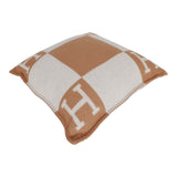 Hermes "Avalon" Ecru and Camel Signature H Cushion Set PM