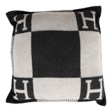 Hermes "Avalon" Ecru and Gris Fonce Signature H Cushion PM Single