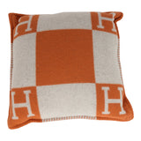 Hermes "Avalon" Ecru and Potiron Signature H Cushion PM Set of Two