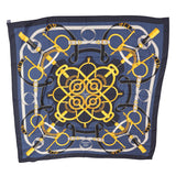 Hermes "Eperon d'Or" Marine/Black/Orange/Gris Silk & Cashmere Cashmere and Silk Shawl Scarf 140cm