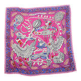 Hermes “Zenobie Reine De Palmyre” Fuchsia/Gris Acier/Violet Silk & Cashmere Scarf 140cm