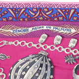 Hermes “Zenobie Reine De Palmyre” Fuchsia/Gris Acier/Violet Silk & Cashmere Scarf 140cm