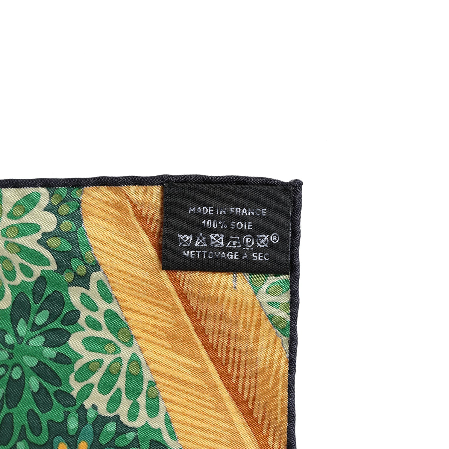 Foulard En Soie 100% Daniel Le Foret - Vert Khaki, Roulotté Main, 87 Cm, Occasion Vintage