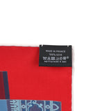 Hermès "L'Art du Sarasa" Ciel Silk Twill Scarf 90cm