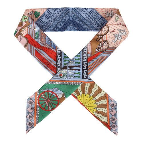 Hermes "Objects De Curiosite" Blue Silk Twilly Pair