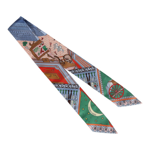 Hermes "Objects De Curiosite" Blue Silk Twilly Pair