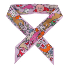 Hermes "Mille et Un Lapins" Parme Silk Twilly Pair