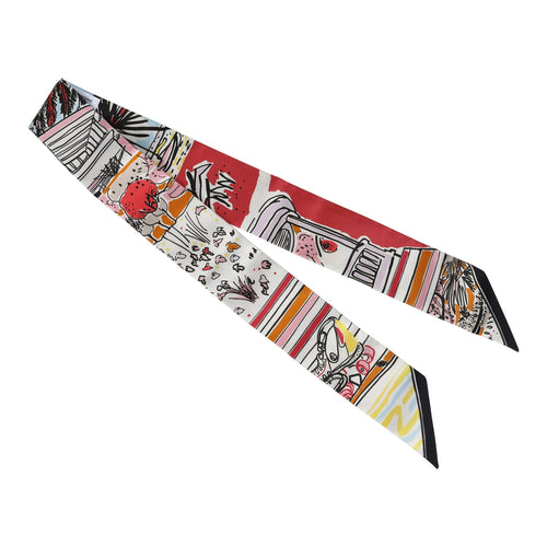 Hermes "Rayures d'Ete" Black Silk Twilly Pair