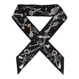 Hermes "Les Cles A Pois" Noir Silk Twilly