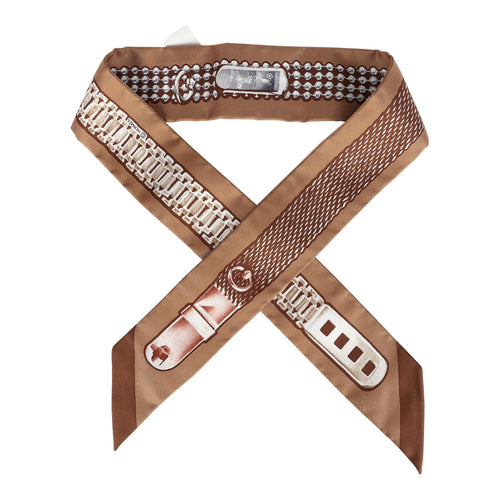 Hermes "Le Tresor De Medor" Beige Silk Twilly