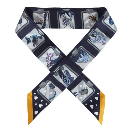 Hermes "Story" Marine Silk Twilly