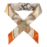 Hermes "Grand Apparat" Creme Multi Silk Twilly Pair