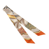 Hermes "Grand Apparat" Creme Multi Silk Twilly Pair