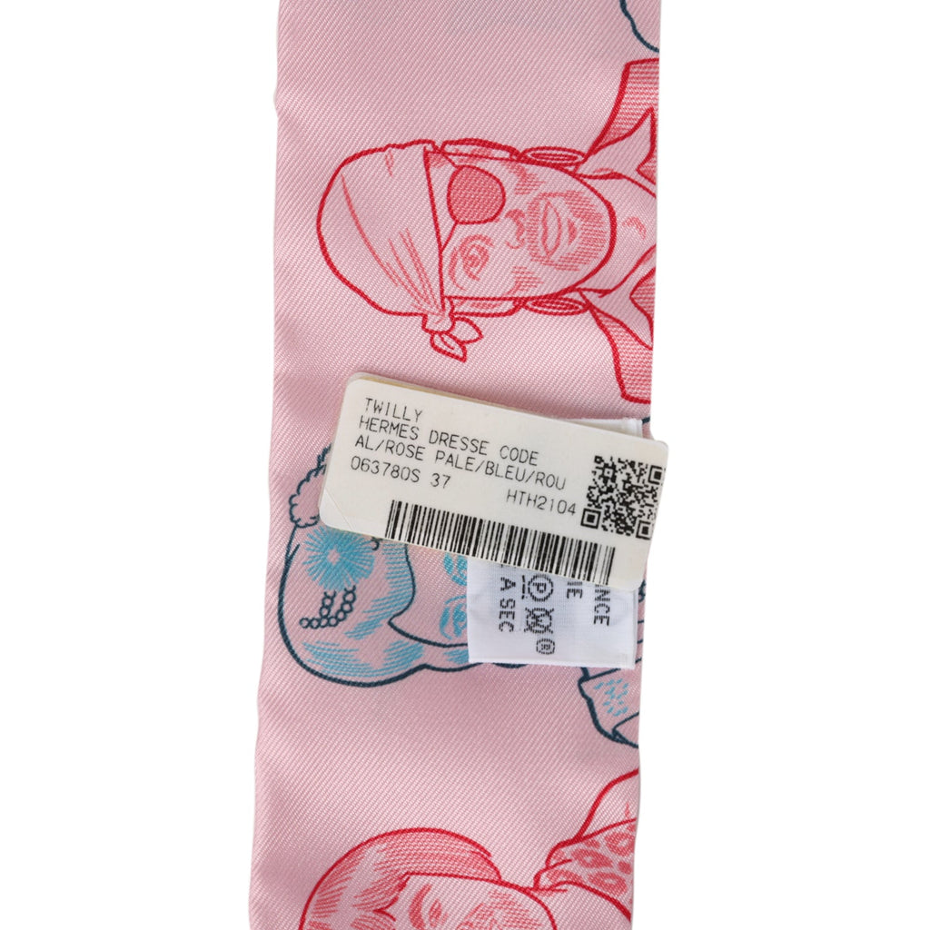 Hermes "Dress Code" Rose Pale Multi Silk Twilly Hermes "Dress Code" Rose Pale Multi Silk Twilly