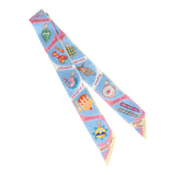 Hermes "Funny Ice Cream" Bleu Ciel Multi Silk Twilly Pair