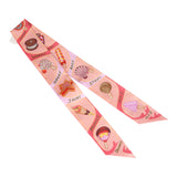 Hermes "Funny Ice Cream" Rose Poudre Multi Silk Twilly Pair