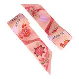 Hermes "Funny Ice Cream" Rose Poudre Multi Silk Twilly Pair