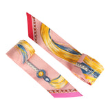 Hermes "Cavalcades" Rose Poudre Multi Silk Twilly Pair