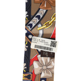 Hermes "Harnais De Coeur" Beige Fonce Multi Silk Twilly Pair