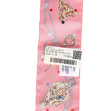 Hermes "Les Cles A Pois" Rose Multi Silk Twilly