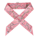 Hermes "Les Cles A Pois" Rose Multi Silk Twilly