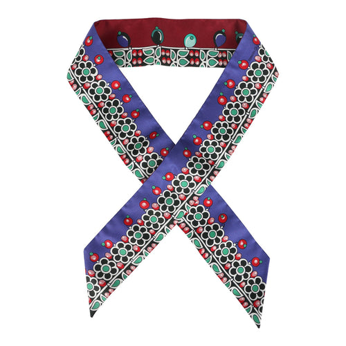 Hermes "Parures des Maharajas" Bordeaux Multi Silk Twilly