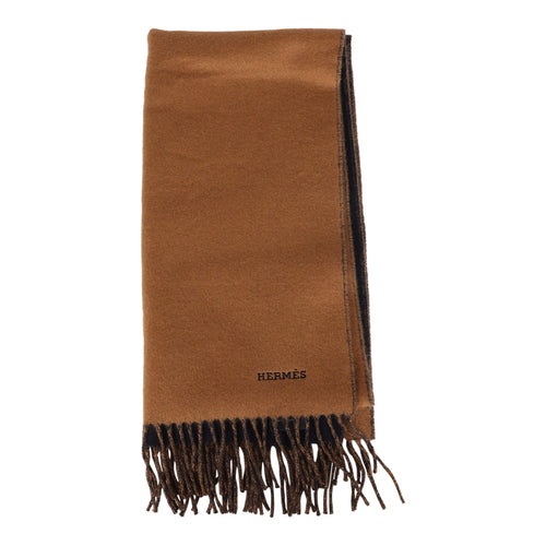 Hermes Double Face Stole Bronze and Marine Cashmere