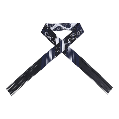 Hermes "Festival des Amazones" Marine, White and Black Fringe Twilly